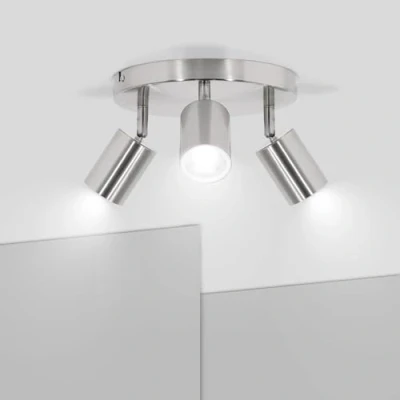 Imagen de Ketom GU10 Lámpara de Techo con 3 Focos Orientables Níquel Mate Apliques Interior Modernas para el Base Redonda Sin Bombilla