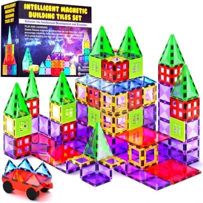 Imagen de Desire Deluxe Kit Bloques de Construcción Magnéticos 3D para Niños 3 7 Años Juguete Educativo con Figuras Geométricas Desarrollar la Creatividad Sus Pequeños 57 Piezas