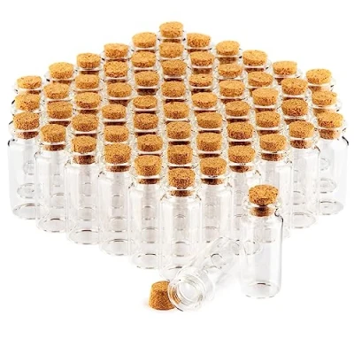 Imagen de COM FOUR® 60x tarros de especias 10ml con corcho, juego mini botellas vidrio, vasos regalo, almacenamiento aceites, especias, hierbas o té (060 piezas)