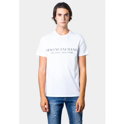 Imagen de Armani Exchange SCHRIFTZUG, RUNDHALS, Stretch Camiseta estampada, Hombre, Talla: Small, Blau lapis blue