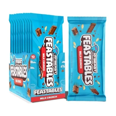 Imagen de Feastables MrBeast Chocolate Bars/Barras de (10 x 60 g) El regalo para la verdadera bestia (Milk Crunch)