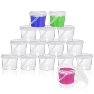 Imagen de Belle Vous Pack de 15 Botes para Slime 250 ml Tarros Plastico con Tapa Pequeños Libres BPA Vacías Transparentes Asa Bote Bola Espuma y Juguetes