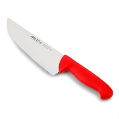 Imagen de Arcos Serie 2900 Cuchillo Carnicero Ancho Hoja de Acero Inoxidable NITRUM 200 mm Mango inyectado en Polipropileno Color rojo