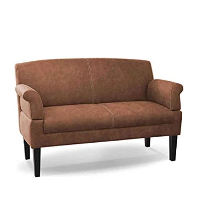 Imagen de CAVADORE Sofá de 2 plazas Malm, Asiento para Cocina o Comedor en imitación Piel, Incluye Brazo Ajustable, núcleo muelles y Costuras Contraste, 152 x 97 78 cm, Microfibra: coñac