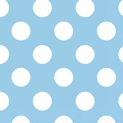 Imagen de Unique Polka Dots Beverage Napkins Light Blue 16 Pcs. Paquete servilletas de papel a lunares, color azul claro, (37961)