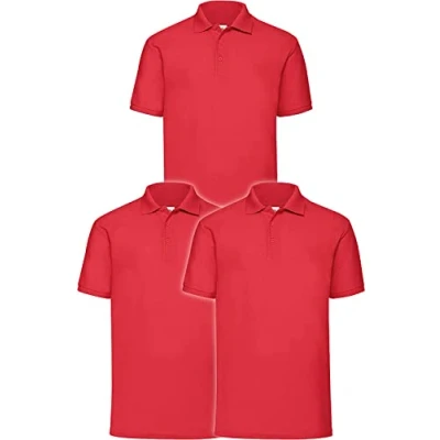 Imagen de Fruit of the Loom 63 402 0 Camisa de Polo, Red, L (Pack 3) para Hombre
