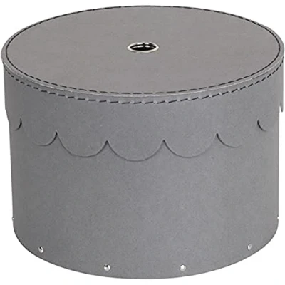 Imagen de Bigso Box of Sweden Juego de 2 Cajas redondas con tapa organizadoras para ropa, juguetes, etc. almacenaje decorativas tablero fibras y papel gris