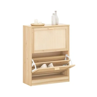 Imagen de SoBuy Zapatero con 2 Solapas y 4 baldas Organizador para Zapatos 60 x 24 80 cm Natural FSR160 N ES
