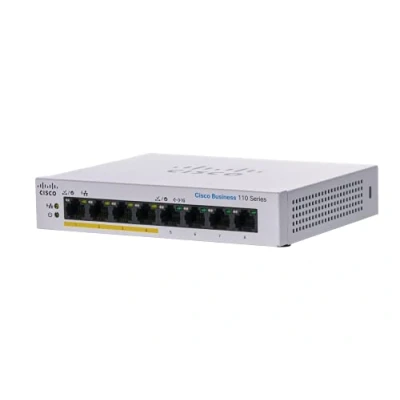 Imagen de Cisco Switch no gestionado Business CBS110 8PP D 8 puertos GE PoE parcial Escritorio Proveedor de alimentación externa Protección limitada por vida (CBS110 D)