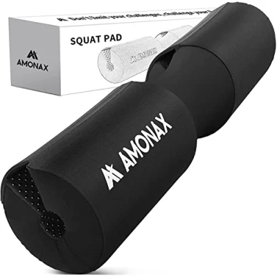 Imagen de Amonax Almohadilla barra gimnasio protector, Cuello y Hombros para Sentadillas Empuje de Cadera, ejercicios en casa el gimnasio, entrenamiento fuerza pesas (Negro)
