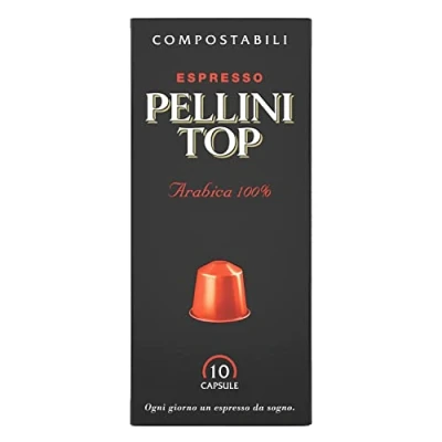 Imagen de Pellini Café Top 100% Arábica, 120 Cápsulas de Compatibles con Nespresso Aroma Intenso y Envolvente Tueste Delicado, Compostables Autoprotegidas, 12 Paquetes 10
