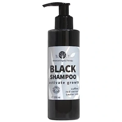 Imagen de B.O.T cosmetic &amp; wellness Champú de Cebolla, Cafeína y Ricino Control Antigrasa Estimulador Crecimiento Capilar Anticaída Anticaspa Sostenible, Negro, 200 ml