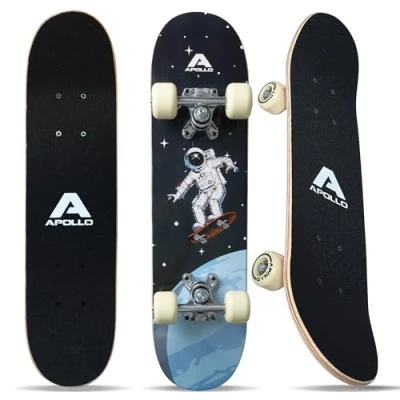 Imagen de Apollo Skateboard Niño, Monopatín Niño con Cojinetes ABEC 3 y Ejes de Aluminio, Skate Completo Diseños Geniales, Monopatines para Niños a Partir Años