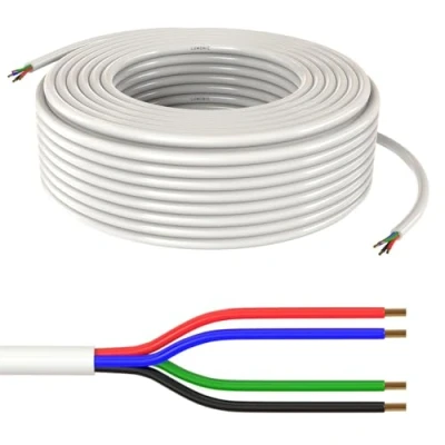 Imagen de Lumonic 4x 0,34mm² LED cable de control blanco 5m I 4 conductores enfundado flexible apantallado, prolongación LiYY,