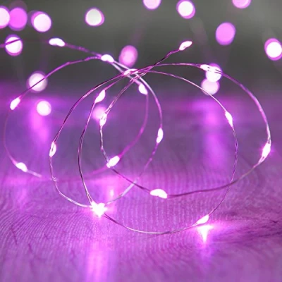 Imagen de Lights4fun Guirnalda de Luces con 20 Micro Led Luz Rosa Pilas
