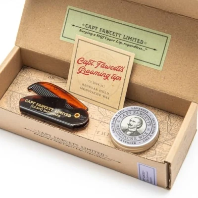 Imagen de Captain Fawcett Estuche Bigote Cera Lavanda &amp; Peine 500 g