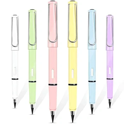 Imagen de TOPPLAYER Toplayer, 6 lápices sin tinta eterna, lápiz infinito, bolígrafo tinta, eterno portátil borrable reutilizable para bocetos técnicos de escritura dibujo (3)