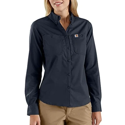 Imagen de Carhartt Rugged Professional™ Series Relaxed Fit Canvas Long Sleeve Work Shirt Para Mujer, Navy, M