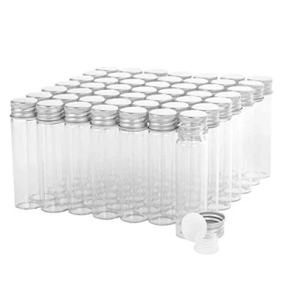 Imagen de Viales de Vidrio 20 ml con Tapones Rosca y Tapas Interiores plástico, Vial Muestra Líquido Transparente Pequeño, a Prueba Fugas, 50 Unidades
