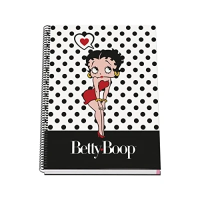 Imagen de DOHE Cuaderno A4 Cuadriculado Encuadernación Espiral, 100 Hojas de 90 g/m², Cuadrícula 5 mm, Tapa Dura, Material Escolar Betty Boop