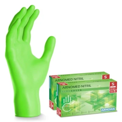 Imagen de ARNOMED guantes nitrilo talla S, verde, de nitrilo, 200 unidades (2 cajas), desechables sin polvo, goma látex, en tallas XS, M, L y XL