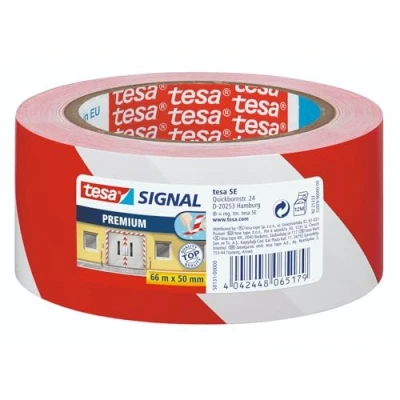 Imagen de tesa SIGNAL Premium Cinta de Señalización Multiusos Adhesiva Balizar para la Permanente Zonas o Áreas Peligro, 66 m x 50 mm, Multicolor