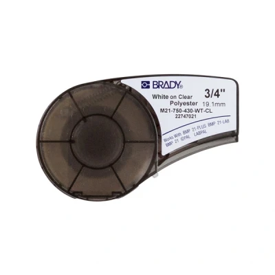 Imagen de Brady (M21 750 430 WT CL) Cinta de poliéster para BMP21 PLUS; LAB; 19.05 mm x 6.40 m Blanco sobre transparente