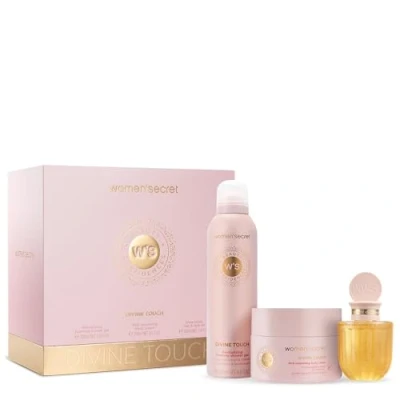 Imagen de Women&#039;Secret Beauty Confidences Divine Touch Estuche Regalo de Mujer Pack 3 Piezas Crema Corporal 250ml, Gel Ducha en Espuma 200ml y Aceite 100ml