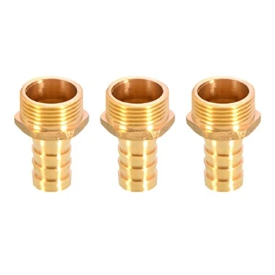 Imagen de TopHomer 3 conectores de latón macizo para manguera púas a rosca macho BSP 16 mm 3/4 pulgadas aire, agua, combustible, aceite y gas