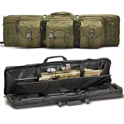 Imagen de XVBVS Estuche Blando para Rifle, Bolsa Doble Rifles, Mochila de Rifle Táctico Transporte Pistola Escopeta Suave Airsoft Green 118cm