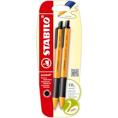 Imagen de Bolígrafo retráctil STABILO pointball Pack con 2 unidades color negro