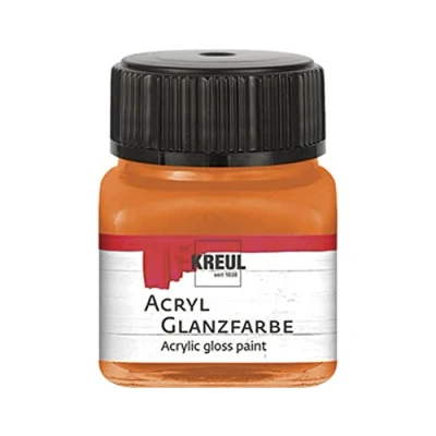 Imagen de KREUL 79224 pintura acrílica brillante, tarro de 20 ml en naranja, lisa brillante para colorear y hacer manualidades, a base agua, resistente la saliva