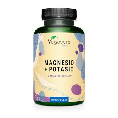 Imagen de Magnesio + Potasio Vegavero® 180 Cápsulas SIN ADITIVOS Citrato de Analizado en Laboratorio Electrolitos &amp; Sales Minerales Vegano
