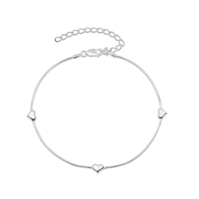 Imagen de Amberta Tobillera Plata de Ley 925 para Mujer Pulsera Italiana Joyas Verano: Pie Corazon