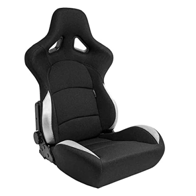 Imagen de AUTO STYLE Asiento Deportivo &#039;BS2&#039; Negro Respaldo de Poliéster Ajustable Doble Cara incl. Correderas