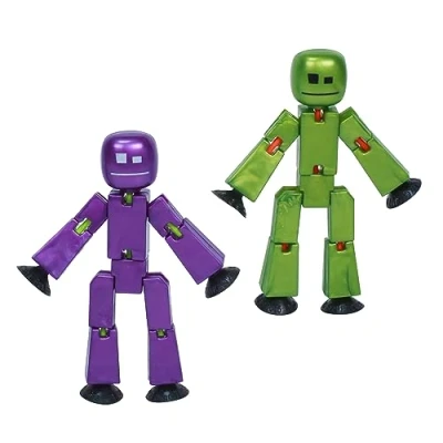 Imagen de Zing StikBot Paquete doble Incluye 2 StikBots Figuras de acción y accesorios coleccionables, animación Stop Motion, a partir 4 años (berenjena metal oliva metálica)