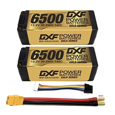 Imagen de DXF 4s 15.2V 6500mAh 140C Batería de Litio XT90 Plug Alto Voltaje Gran Capacidad Estuche rígido 1:8 Enchufe RC Car, Multi Rotor Plane, Helicopter, Boat (2PCS)