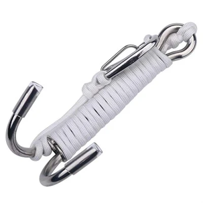 Imagen de DEWIN Buceo Drift Hook, Doble Acero Inoxidable Reef Hook con Línea para en Cuevas (Blanco)