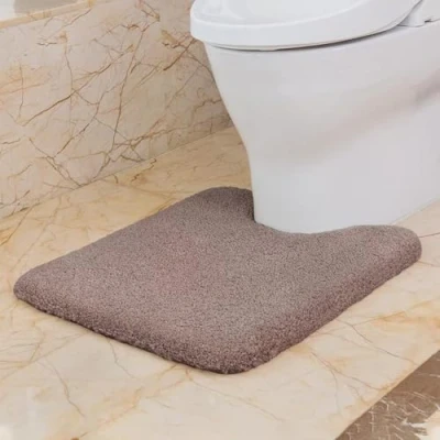 Imagen de VANZAVANZU Alfombra de Baño para Inodoro Antideslizante Alfombrilla Espesa Absorbente Ducha Ultra Suave Contorno Mullido Microfibra 50 x 60cm (Taupe)