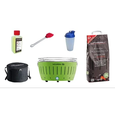 Imagen de lotusgrill XL Starter Juego de 1 x Cal Verde Haya Carbón Vegetal kg, Quemar 200 ml, Marini Pincel, Bolsa