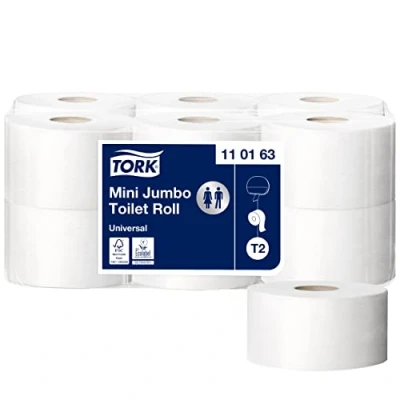 Imagen de Tork 110163 rollos de papel higiénico mini Jumbo Advanced 1 capa compatibles con el sistema minijumbo T2, 12 (12 x 1714 hojas)