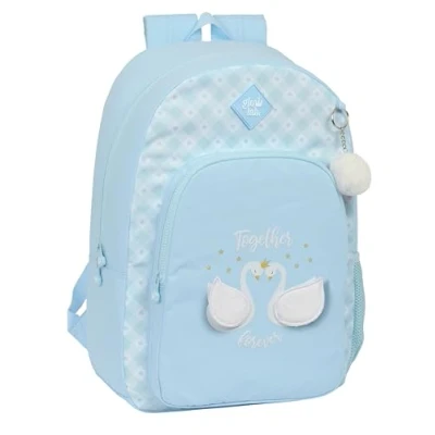 Imagen de Glowlab CISNES Mochila Escolar, Adaptable a Carro, Ideal para Niños de Diferentes Edades, Cómoda y Versátil, Calidad Resistencia, Color Azul Claro