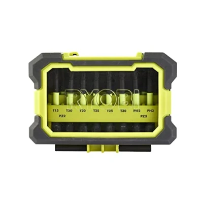 Imagen de RYOBI Juego de 10 Puntas Atornillado Especial Impact ONE+ Mixtas 50mm PH / PZ TX Inserción Rápida en la Cabeza del Tornillo Zona Torsión Herramientas Duraderas RAK10MSDI