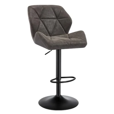 Imagen de WOLTU 1X Taburete de Bar con Respaldo Sillas Regulables en Altura, Asiento Acolchado PU Giratorias Muebles Cocina Silla Comedor Gris BH287gr 1
