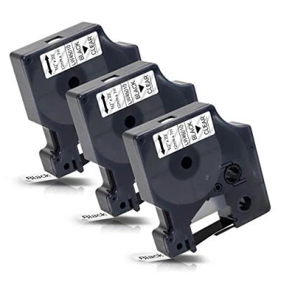 Imagen de 3x Labelwell 12mm x7m Compatible Cintas de Etiqueta Reemplazo para Dymo D1 45010 S0720500 Negro sobre Transparent LabelManager 160 280 260P 360D 420P 500TS LabelWriter 450 DUO LabelPoint 150
