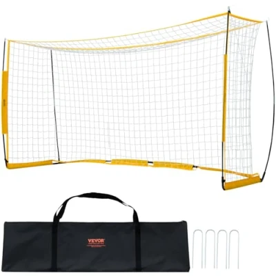 Imagen de VEVOR Portería de Fútbol Portátil para Patio Trasero Adultos y Niños, con Estructura Acero Fibra Vidrio, Todo Tipo Clima Bolsa Transporte, Smarillo, 3650 x 1890 1050 mm