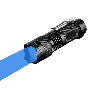 Imagen de Linterna Azul, WESLITE Linternas de Luz Azul 3 Modos con Zoom Clip Largo Alcance para la Caza Pesca Nocturna (Batería no incluida)
