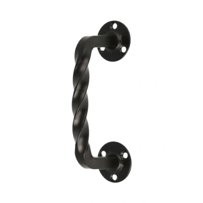 Imagen de Amig Manillón para Puertas de Paso o Entrada Modelo 103 100 mm Manilla con Placa Acero y Tirador Zamak Acabado Negro Incluye Roseta Estilo Rústico Forjado a Mano