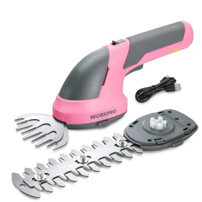 Imagen de WORKPRO Tijeras Cortacésped y Arreglasetos 2 en 1, 7,2 V Cortasetos a Batería Ah, Arreglaseto con Tipos de Cuchillas Ancho Corte 100 mm, 150 Herramienta para Jardín (Rosa)