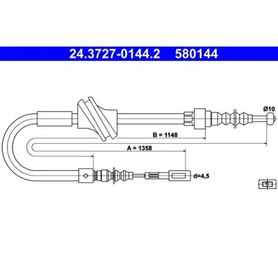 Imagen de ATE 24.3727 0144.2 Cable de Freno Mano 1358